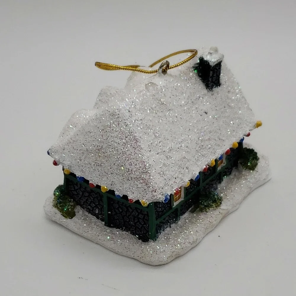 Vintage 1992 Thomas Kinkade Silent Night Snow Covered Cottage Christmas Ornament